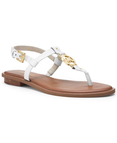 women's michael kors white and taupe thong sandals|Michael Kors denim sandals.